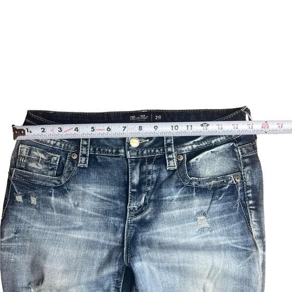 Miss Me Jeans Women's 28 (30x28) Ankle Skinny Mid-Rise Distressed Blue Denim - Picture 8 of 11